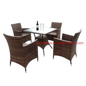 Round Patio Rattan Wicker Dining Table Chairs Garden Set