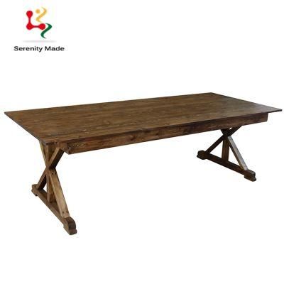 Wedding Use Banquet Furniture Farm House Vintage Style Solid Wood Folding Event Meeting Dining Table