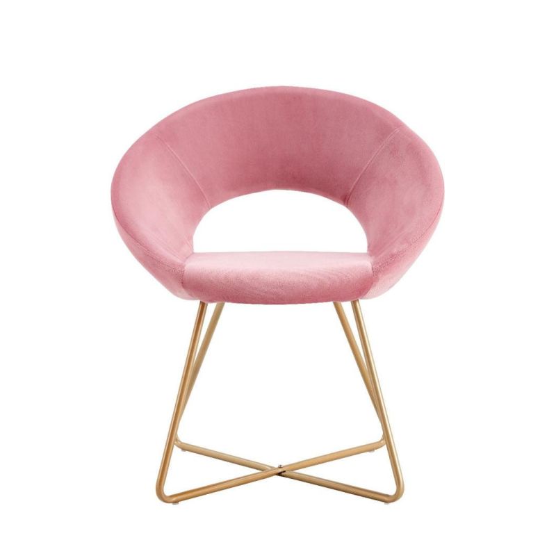 2021 New Nordic Pink Velvet Armchair Dining Chair