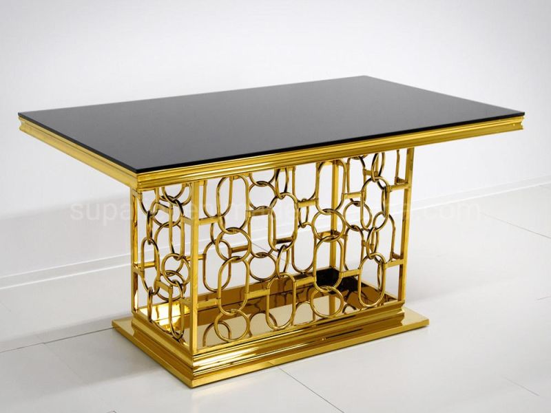 2020 Made in China Modern Home Gold Color Dining Table