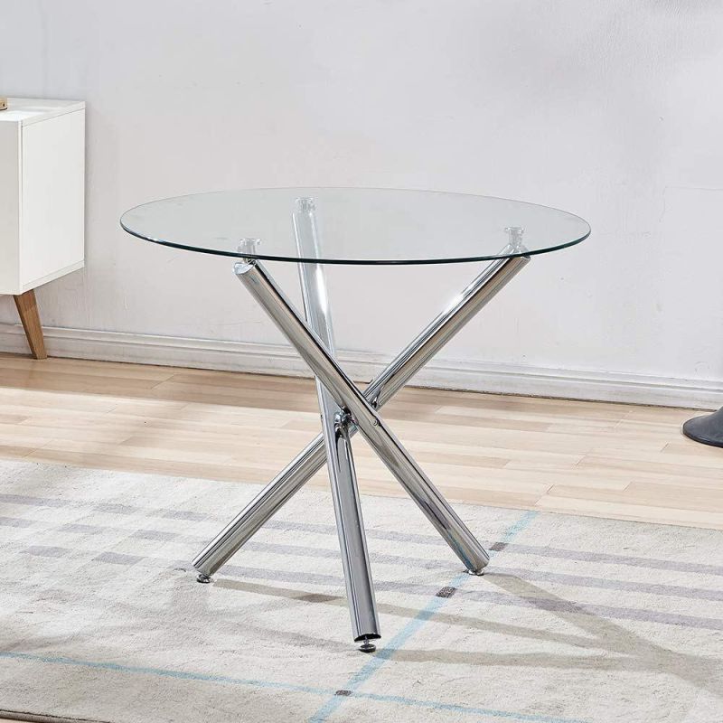 New Style Wholesale Complete Set of Dining Table and Chair Modern Minimalist Glass Dining Table Set