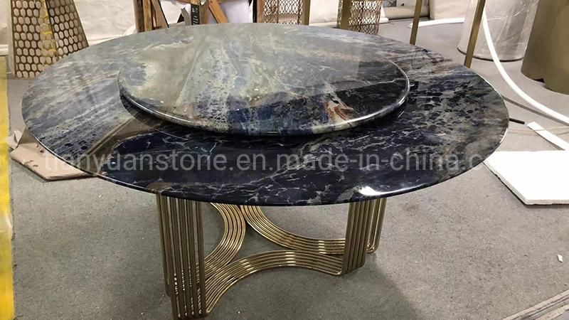 Restaurant Furniture Dining Room White Black Round Marble Top Dining Table