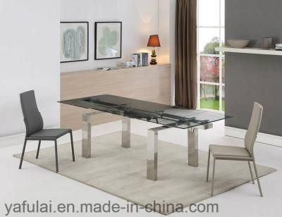 Modern Dining Room Furniture Glass Top Stainless Steel Leg Table