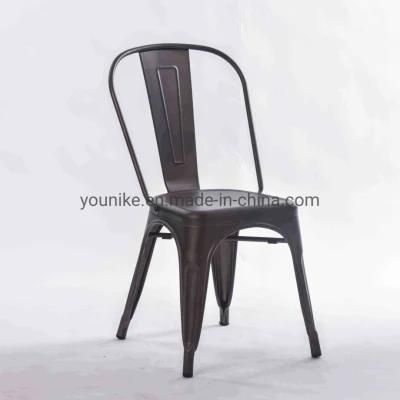Younike Furniture Metal Indoor-Outdoor Stackable Tolix Chair Gun Color