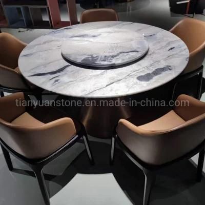 Restaurant Furniture Dining Room White Black Round Marble Top Dining Table