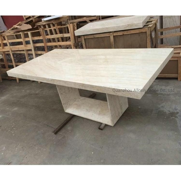 Modern Restaurant Furniture Round Travertine Dining Table