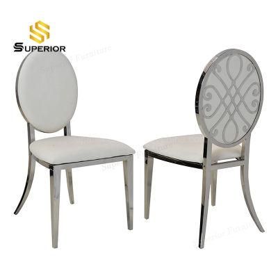 Fancy Design Stainless Steel Silver and White Wedding Chairs