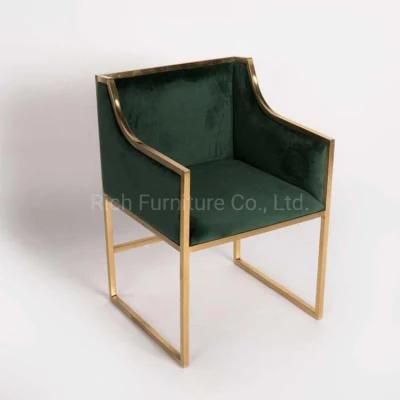 MID Century Modern Dining Room Chair Green Velvet Upholstered Dinner Chair for Sale