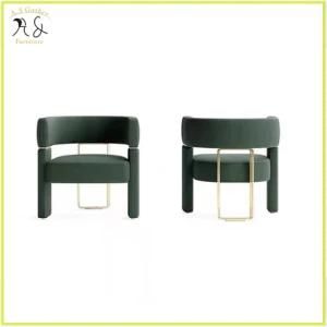 French Style Metal Base Furniture Swivel Velvet Upholstered Single Seater Sofa Chairs