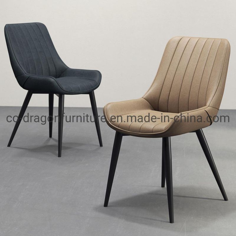 Fashion Design Home Furniture Leather Dining Chairs with Metal Legs