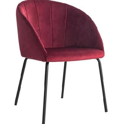 High Quality Grey Velvet Nordic Cover Fabric Upholstered Dining Room Chair
