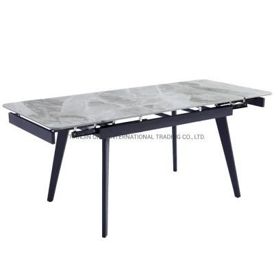 Extendable Two Side of Slate Dining Table with Modern Grey Slate Dining Table