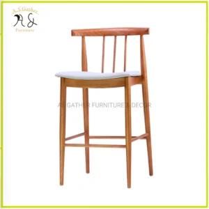 New Chinese Stylish Modern Restaurant Furniture Wooden Bar Chair Stool with Fabric Seat