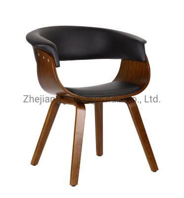Solid Bentwood American Black Leather Walnut Dining Chair Bentwood Chair