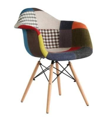 New Arrival Colorful Fabric Upholstery Wood Leg Hotel Restaurant Furniture Leisure Dining Chair