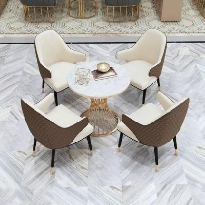 Customized Designer Dining Room Five Star Luxury Hotel PU Leather Chair