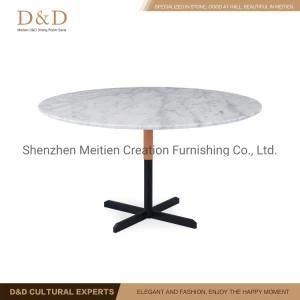 Modern Style Marble Top Coffee Table Round Tea Table with Metal Leg