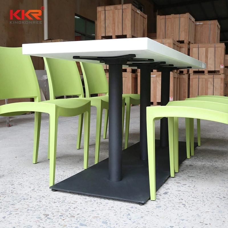 Restaurant Furniture Super White Square Marble Table Tops Solid Surface Stone Glossy Surface Table