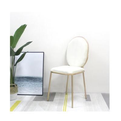 Gilded Legs Light Luxury White Velvet Chair Single Back Dining Room Stool