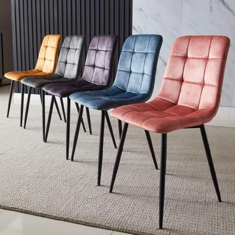 2022 China Factory Wholesale Modern Home Furniture Metal Chair with Velvet Fabric