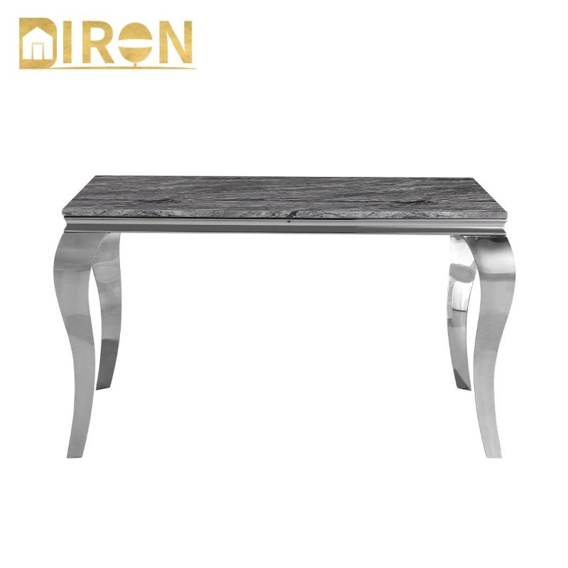 Home Furniture Wholesale Price Italian Design Dining Room Rectangular Stainless Steel Leg Luxury Dining Table for Hotel Restaurant