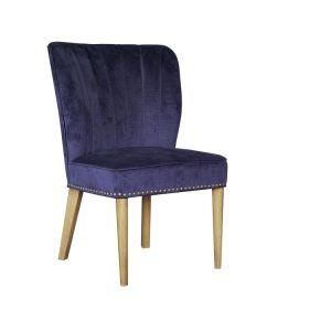 Soft-Upholstered European Blue Velvet Wholesale Dining Chair