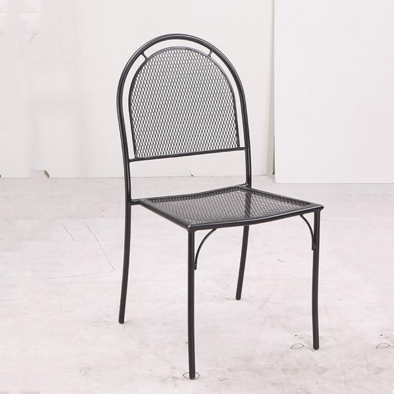 Black Galvanized Restaurant Dining Room Grilled Outdoor Steel Mesh Chair
