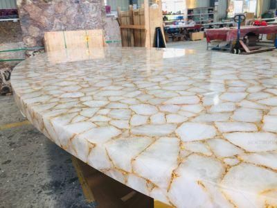 Wholesale Price White Crystal Onyx Furniture Dining Room Dinner Table