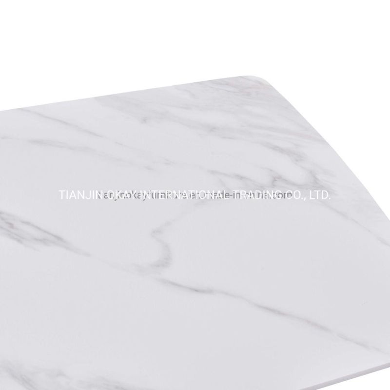2022 New Rectangular Italian Marble Top Tavolo and Metal Leg Mesa De Marmore Dining Table Set