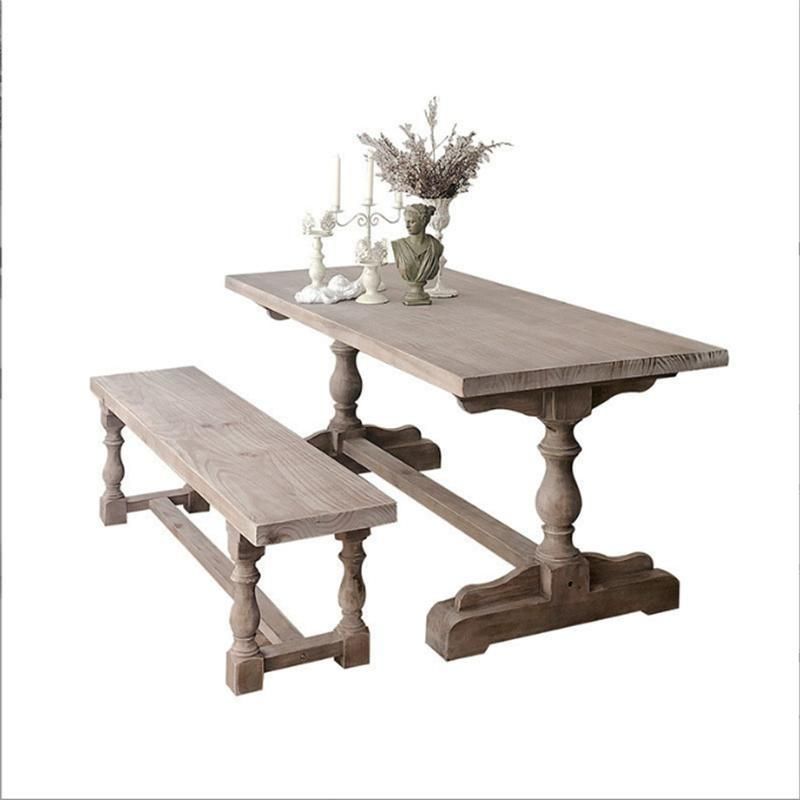 Made in China Antique Furniture Solid Wood Dining Table Set Solid