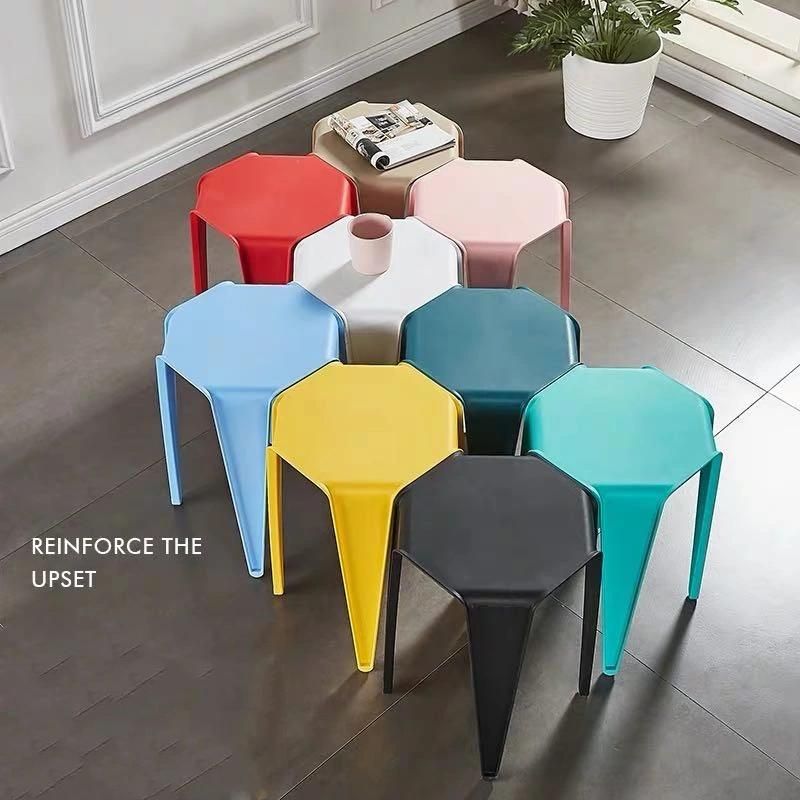 Colorful Save Space Non-Slip Design Lightweight Stackable Plastic Stools Chair
