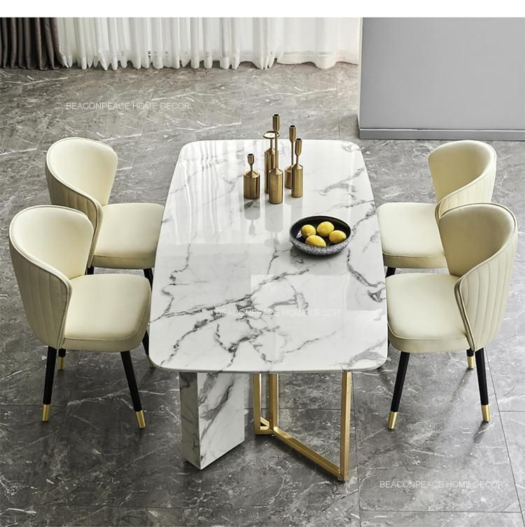 Modern Dining Room Furniture Marble Top Stainless Steel Dining Table