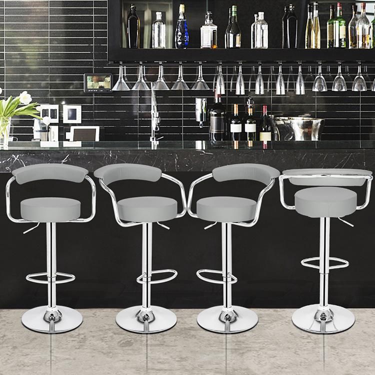 Modern Design Adjustable High Bar Counter Chair Leather Seat Bar Stool for Kitchen