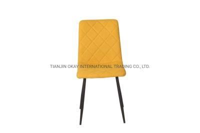 Restaurant Modern Style Hotel Velvet Fabric Many Color Metal Legs Dining Chairs