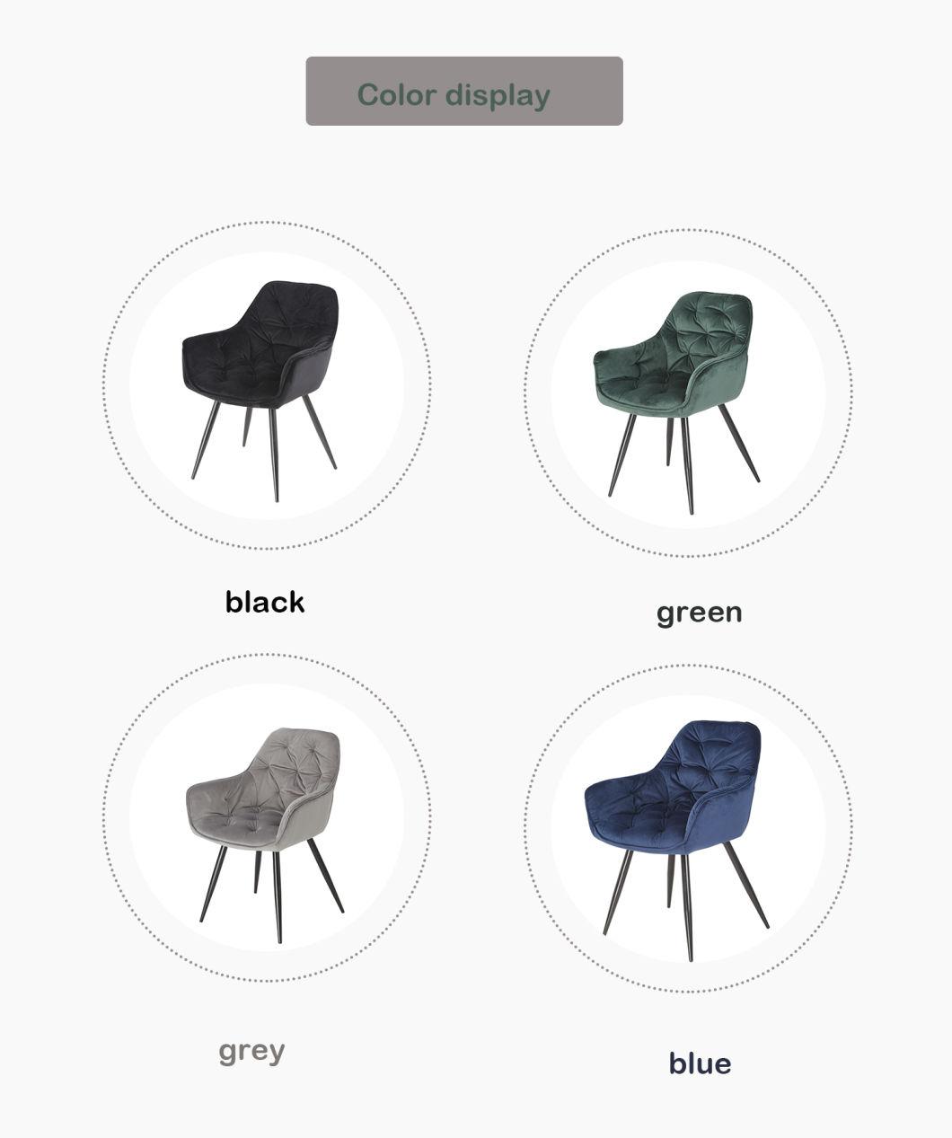 Teal Velvet Fabric Restaurant Dining Chair with Backrest