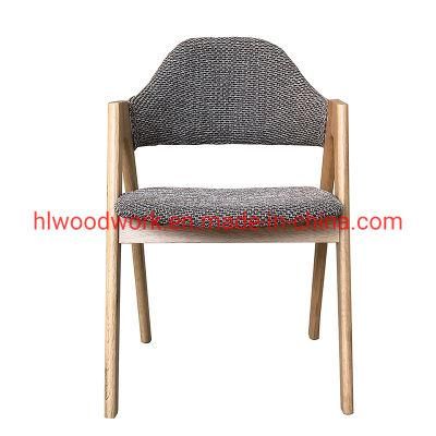 Resteraunt Furniture Oak Wood Tai Chair Oak Wood Frame Natural Color Brown Fabric Cushion and Back Dining Chair Coffee Shop Chair Dining Chair