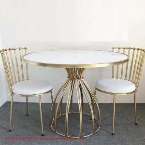 Marble Stone Top Golden Metal Frame Round Banquet Dining Tables for Dining