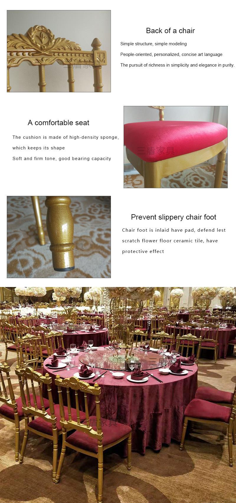 Hot Selling High End Metal Gold Painting Royal Crown Wedding Event Dining Chair