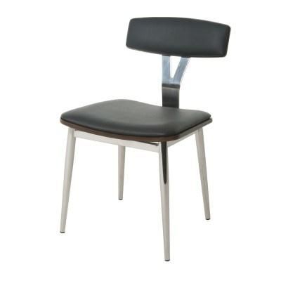 Luxury Stainless Steel and Walnut Diningchair Restaurant Chair