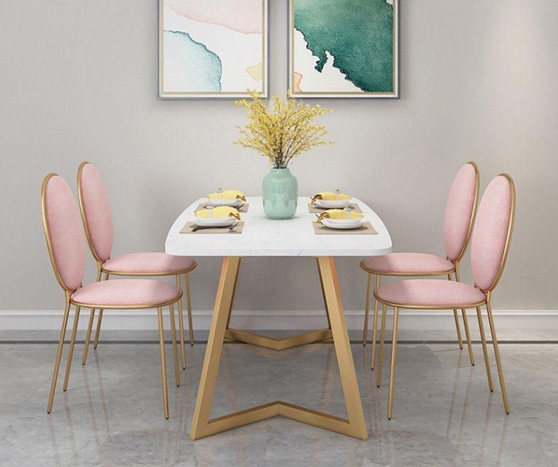 Modern Simple Small Apartment Household Economical 4-6 People Table Chair Combination Nordic Imitation Marble Dining Table