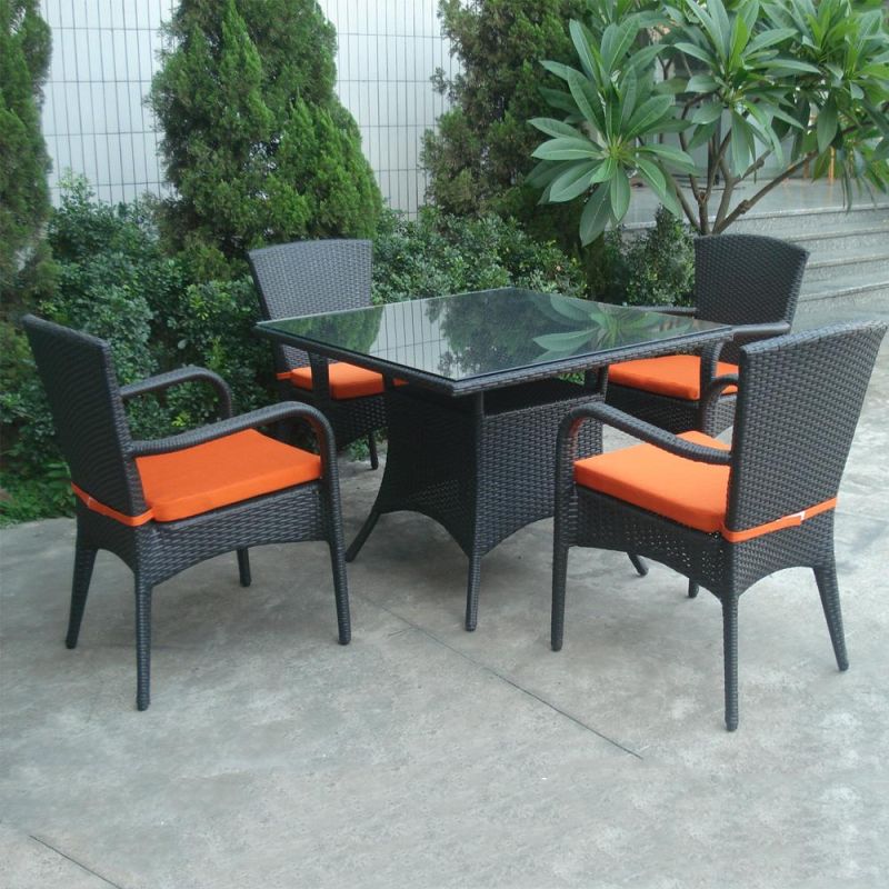 Outdoor Dining 4 Seating Restaurant Set Black Square Party Table