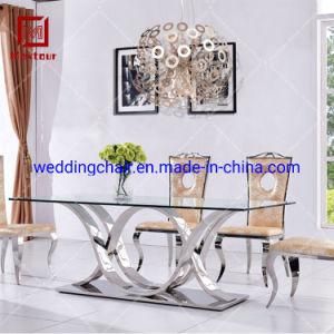 Modern Furniture Silver Stainless Steel European Dining Table Set