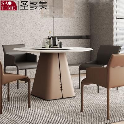 Unfolded Stainless Steel + Carbon Rock Plate Set Dining Table and Chairs