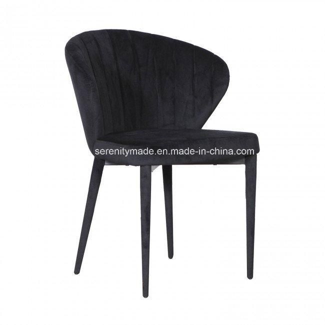 European Style Armless Pink Velvet Upholstered Dining Chair