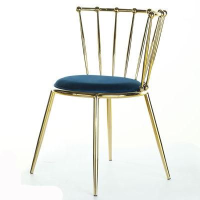 Nordic Wholesale Gold Stainless Steel Upholstered Adult Dining Chair Wedding Chair