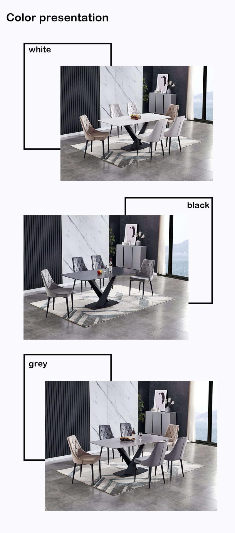 Luxury Nordic Modern Design Square Rectangle Expandable Marble Dining Table Sets 4 Seater 6 Chairs Dining Room Sets Furniture