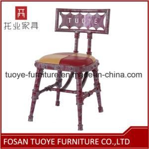 Iron Powder Coating Wooden Seat Metal Chair Restaurant Furniture