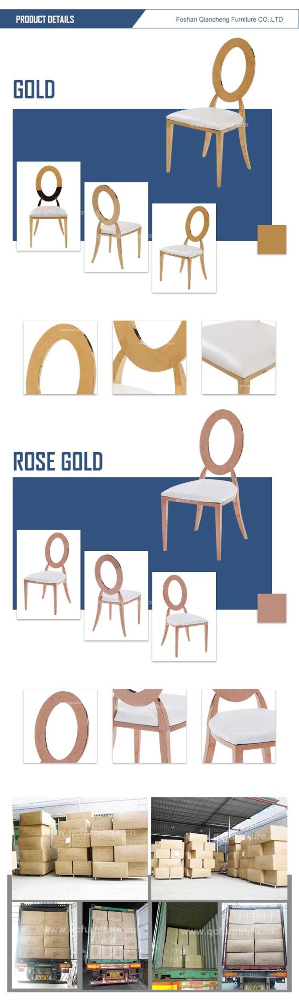 Wedding Furniture Manufacturer Stainless Steel Rose Golden Back Banquet Chair