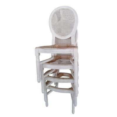 Kvj-7141ww Antique Stackable Washwhite Rattan Back Louis Chair