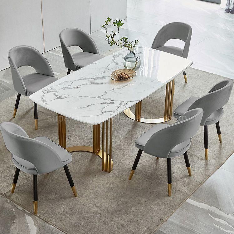 Modern Design Dining Furniture Set Black Marble Slate Dinner Table